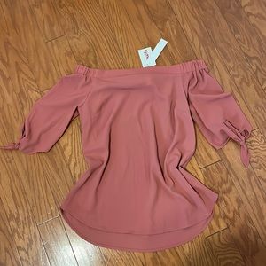 NWT - Monteau Off The Shoulder Rose Pink Top/ Size Large
